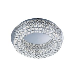 Searchlight Vesta - plafonnier - Ø 39,5 x 10 cm - 22W LED dimmable inclus - chrome