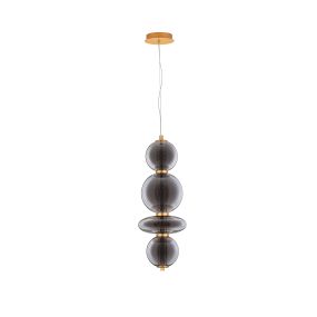 Nova Luce Navi - lampe suspendue - 17 x 22 x 200 cm - 20W LED inclus - laiton doré et gris fumée
