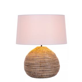 Lucide Maduka - lampe à poser - Ø 45 x 61 cm - brun clair et blanc