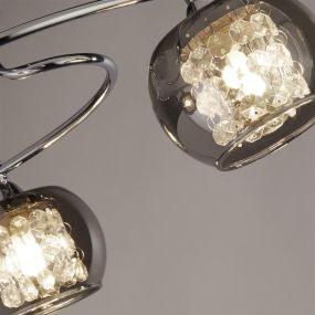 Searchlight Lovell - plafonnier - Ø 40 x 18 cm - chrome et verre fumé