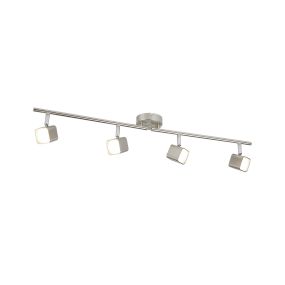 Searchlight Quad - spot en saillie 4L - 79 x 9 x 14 cm - 4 x 4W LED dimmable inclus - argent satiné