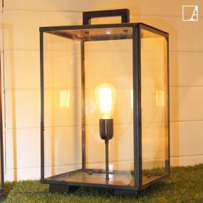 Authentage Vitrine Lanterne de table extérieure - lampadaire et lampe de table - 30 x 30 x 55 cm - IP43 - bronze