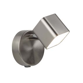 Searchlight Quad - spot mural avec interrupteur - 9 x 11,5 cm - 4W LED dimmable inclus - argent satiné