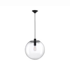 Nova Luce Ovvio - lampe suspendue - Ø 30 x 185 cm - transparent et noir