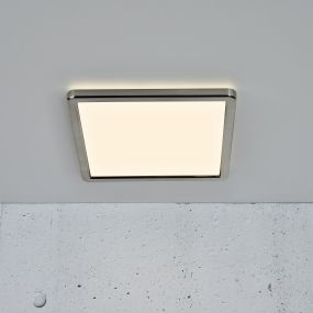 Nordlux Oja - plafonnier - 30 x 30 x 2,5 cm - 3 étapes Moodmaker Fonction SceneSelect - 14,5W LED inclus - nickel brossé