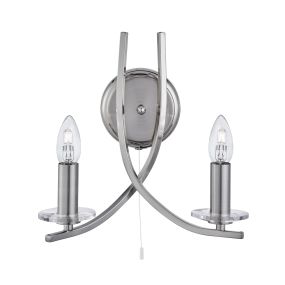 Searchlight Ascona - applique murale avec interrupteur à tirette - 28 x 30 cm - argent satiné