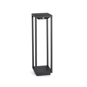 Faro Saura - poteau de jardin solaire avec détecteur de mouvement - 14 x 11,5 x 50 cm - 2W LED inclus - IP54 - gris foncé