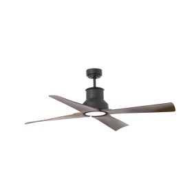 Faro Winche - ventilateur de plafond avec lumière et télécommande - Ø 127 cm - 16W LED inclus - IP44 - noir et marron foncé