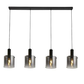 Searchlight Sweden - lampe suspendue - 142 x 150 cm - noir mat et verre fumé