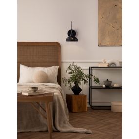 Nova Luce Fado - applique murale - Ø 20,5 x 40 cm - rotin noir