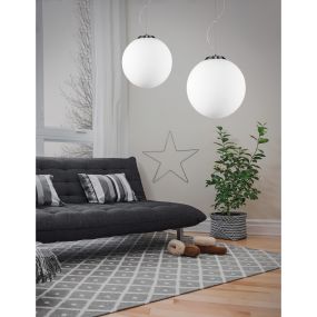 Nova Luce Nevoso - lampe suspendue - Ø 30 x 130 cm - opale