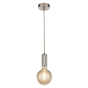 Searchlight - lampe suspendue - Ø 10 x 300 cm - argent satiné et noir