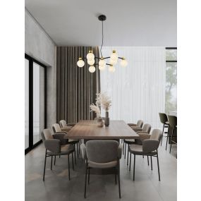 Nova Luce Ovalino - lampe suspendue - Ø 66 x 148 cm - satin doré, noir mat et blanc opale
