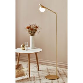 Nordlux Contina - lampadaire - 139,5 cm - laiton et blanc opale