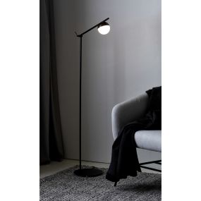 Nordlux Contina - lampadaire - 139,5 cm - noir et blanc opale