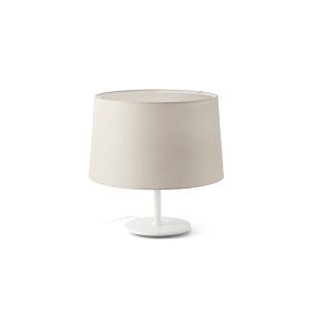 Faro Windsor - lampe de table - Ø 48,5 x 51 x 29 cm - blanc mat et lino