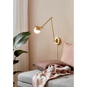 Nordlux Contina - plafonnier/mural avec interrupteur - 73,6 x 12,5 x 37,2 cm - laiton et blanc opale
