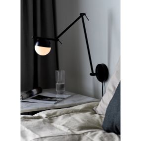 Nordlux Contina - plafonnier/mural avec interrupteur - 73,6 x 12,5 x 37,2 cm - noir et blanc opale