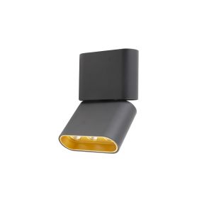 Maxlight Marvel - plafonnier - 11 x 3,5 x 16 cm - 12W LED inclus - noir et or
