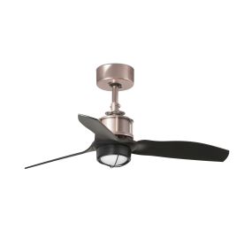 Faro Just Fan XS - ventilateur de plafond avec lumière et télécommande - Ø 81 cm - 17W LED inclus - noir mat et cuivre