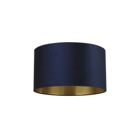 Searchlight Drum Shade - abat-jour - Ø 50 x 28 cm - bleu marine et or brossé