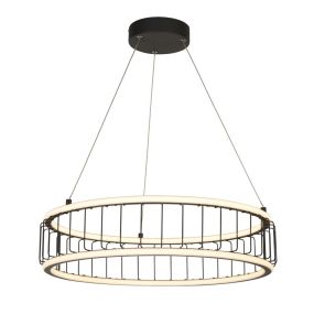 Searchlight Circolo - lampe suspendue - Ø 58 x 150 cm - 3 niveaux de gradation - 47W LED inclus - noir et blanc