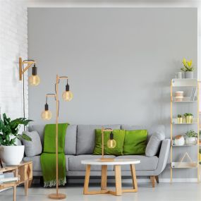 Searchlight Woody - lampadaire - 29 x 154,5 cm - noir et brun