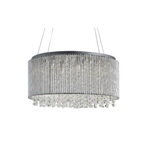 Searchlight Beatty - lampe suspendue - Ø 41 x 142 cm - chrome et transparent