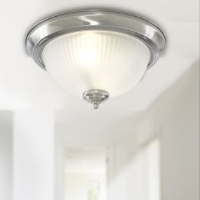 Searchlight Flush - plafonnier de salle de bains - Ø 29 x 15 cm - IP44 - chrome