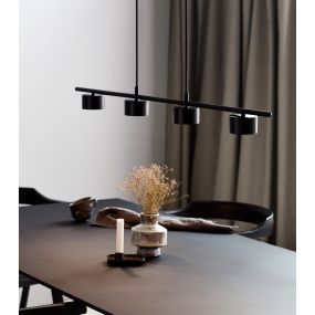 Nordlux Clyde - lampe suspendue - 115 x 8,5 x 209,3 cm - gradateur à 3 niveaux - 4 x 5W LED inclus - noir