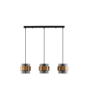 Nova Luce Sianna - lampe suspendue - 82 x 18 x 140 cm - fumé et doré