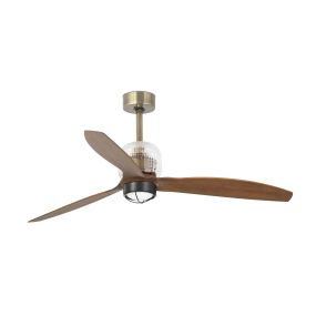 Faro ventilateur deco - ventilateur de plafond avec lumière et télécommande - Ø 128 cm - 17W LED inclus - brun foncé et laiton antique