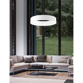 Nova Luce Rando - lampe suspendue - Ø 60 x 120 cm - 42W LED inclus - couleur de lumière blanche - blanc mat