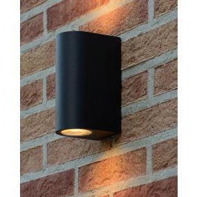 Lucide Zaro Round - applique murale extérieure - 7,8 x 6,8 x 16 cm - IP44 - noir