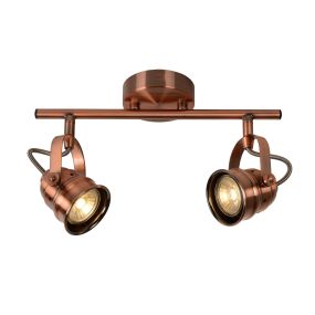 Lucide Cigal 2 - spot en saillie - 30,5 x 9 x 18 cm - 2 x 5W LED inclus - cuivre