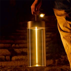 Zuma Line Esterno - lampe de table rechargeable - Ø13,15 x 32,1 cm - 1,2W LED inclus - 3 stepdim - gris foncé
