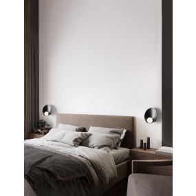 Nova Luce Minim - applique murale - Ø 23 x 23 cm - noir sablé et verre opale