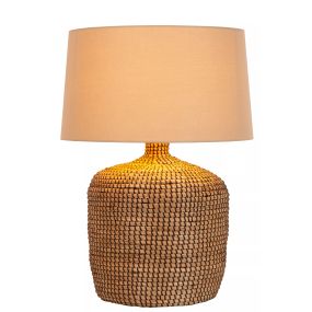 Lucide Ambala - lampe à poser - Ø 35 x 48 cm - brun clair et blanc
