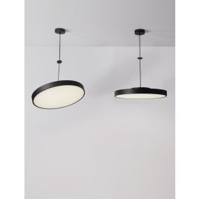 Nova Luce Perfect Profile - lampe suspendue sur télécommande (excl.) - Ø 40 x 120 cm - 24W LED dimmable inclus - 2700K-6000K - noir