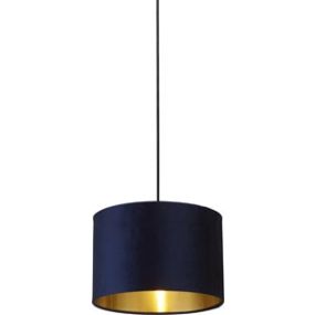 Searchlight Drum Shade - abat-jour - Ø 30 x 20 cm - bleu marine et or brossé