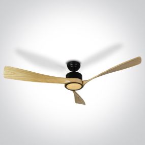 ONE Light Black Body - ventilateur de plafond avec lumière et télécommande - Ø 132 x 35 cm - noir et marron clair