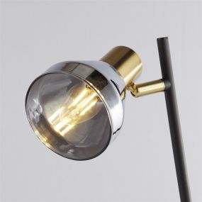Searchlight Westminster lampe de table - 30 x 42 cm - noir et laiton satiné