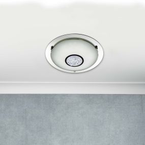 Searchlight Bathroom - plafonnier de salle de bains - Ø 32 x 8 cm - 12W LED inclus - IP44 - chrome