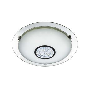 Searchlight Bathroom - plafonnier de salle de bains - Ø 32 x 8 cm - 12W LED inclus - IP44 - chrome