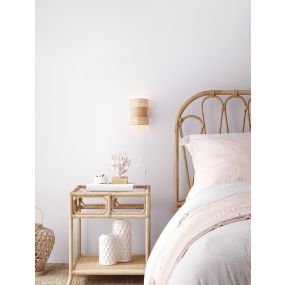 Nova Luce Lum - applique murale - 20,5 x 29 x 11 cm - rotin naturel, brun et blanc