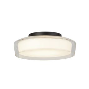 Searchlight Puck - plafonnier - Ø 30 x 10 cm - 14W LED dimmable inclus - IP44 - noir et transparent