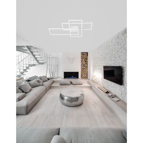 Nova Luce Bilbao - plafonnier - 90 x 67 x 8,5 cm - 55W LED dimmable inclus - blanc