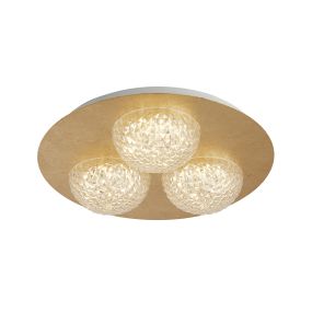 Searchlight Celestia - plafonnier - Ø 35 x 7,7 cm - gradateur à 3 niveaux - 20W LED inclus - or et transparent