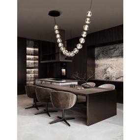 Nova Luce Ifos - lampe suspendue - 10 x 210 cm - 71W dimmable LED inclus - noir sablé et métal chromé