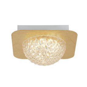 Searchlight Celestia - plafonnier - 18 x 18 x 7,7 cm - gradateur à 3 niveaux - 6,5W LED inclus - or et transparent